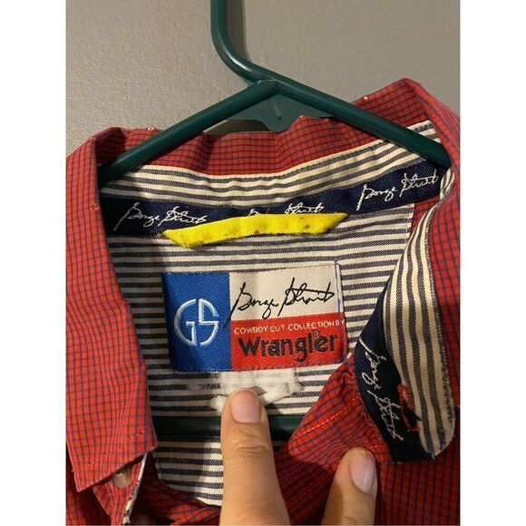 George Strait By Wrangler Vintage Red And Blue Button Up XL - Picture 6 of 7